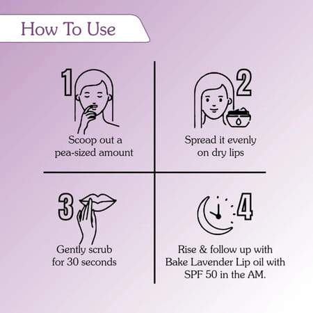 Bake 2% Kojic Acid Lavender Lip Scrub For Dark Lips | Exfoliates & Hydrates | 25G