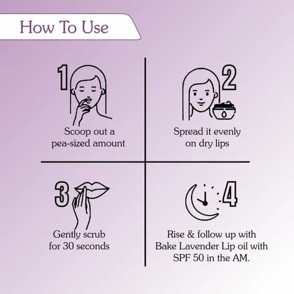 Bake 2% Kojic Acid Lavender Lip Scrub For Dark Lips | Exfoliates & Hydrates | 25G