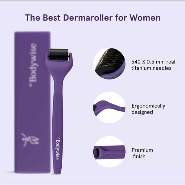 Be Bodywise Derma Roller For Women 0.5Mm 540 Titanium Alloy Needles For Hair Growth
