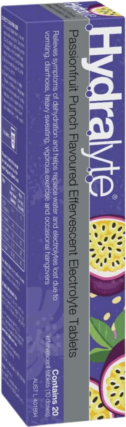 Hydralyte Effervescent Electrolyte Tablets | Adults | Passion Fruit | 20 Tablets