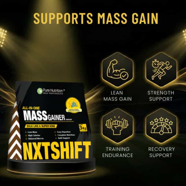 Pure Nutrition Nxtshift Mass Gainer |Chocolate | High Calorie Lean Muscle Support 3 Kg