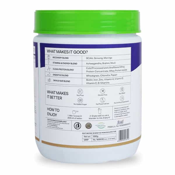 Oziva Protein & Herbs For Men Cafe Mocha 500G | For Muscle Building Clean