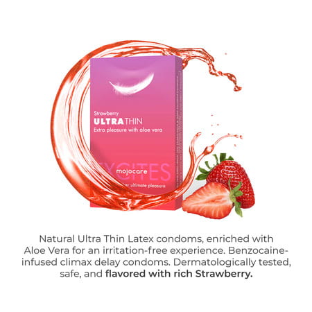 Mojocare Excites - Strawberry Ultra Thin Condoms