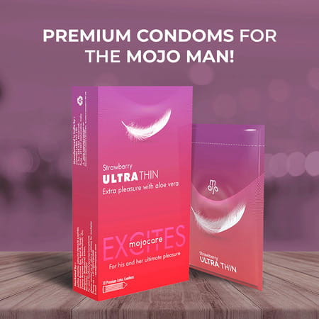 Mojocare Excites - Strawberry Ultra Thin Condoms