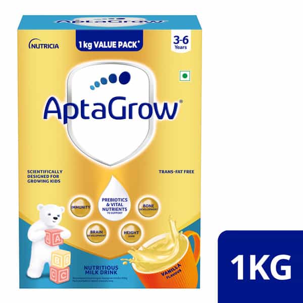 Aptagrow Vanilla Flavoured | Nutritious Milk Drink For Children 3-6 Years | With Prebiotics|Box 1 Kg