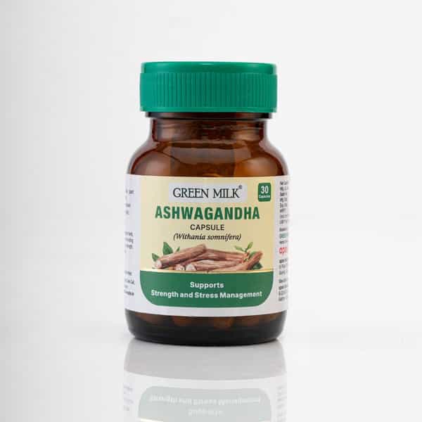 Green Milk Ashwagandha Capsules | Stress Relief | Strength & Stamina Support | 30 Capsules