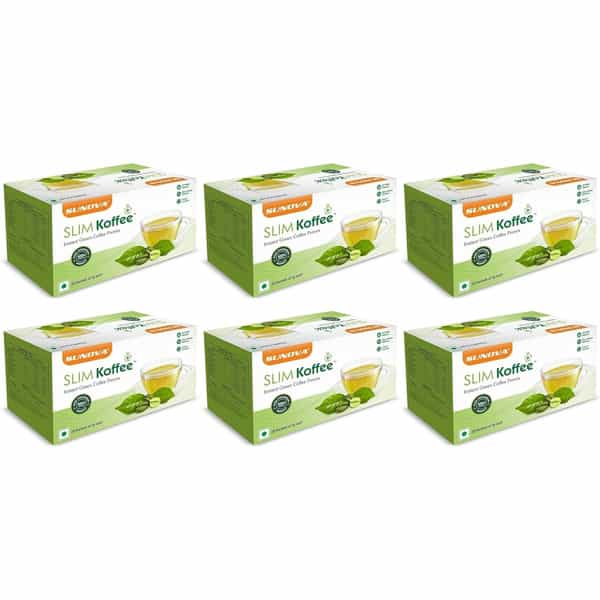 Sunova Slim Koffee - Instant Green Coffee Premix - 20 Sachets X Pack Of 6