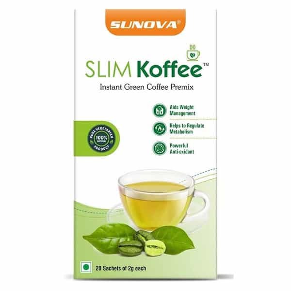 Sunova Slim Koffee - Instant Green Coffee Premix - 20 Sachets X Pack Of 6