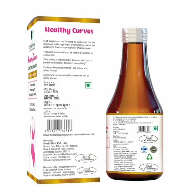 Healthbest Weight Gain Syrup For Women & Girls Enhance Curves & Body Shape Pineapple Flavor - 200Ml
