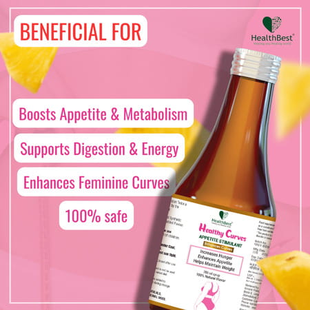Healthbest Weight Gain Syrup For Women & Girls Enhance Curves & Body Shape Pineapple Flavor - 200Ml