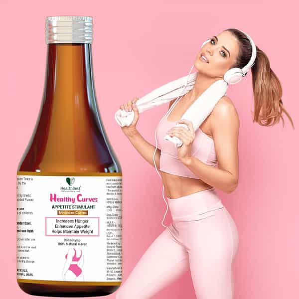 Healthbest Weight Gain Syrup For Women & Girls Enhance Curves & Body Shape Pineapple Flavor - 200Ml