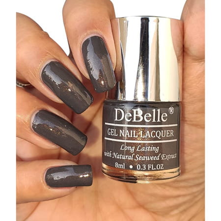 Debelle Gel Nail Polish Combo Pack Of 2 Silver Glitter Dark Grey 16 Ml (8 Ml Each).
