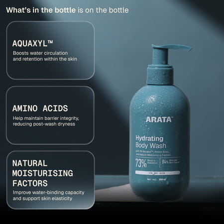 Arata Hydrating Body Wash | Aquaxyl| Hydrates Skin | Non - Stripping | 250 Ml