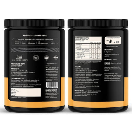 Myfitfuel L-Arginine 400 Gm (0.88 Lbs) Unflavoured| Amino Acid