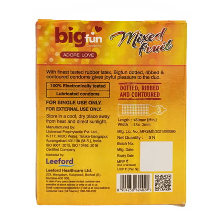 Bigfun Mixed Fruit-3 Pc Condom