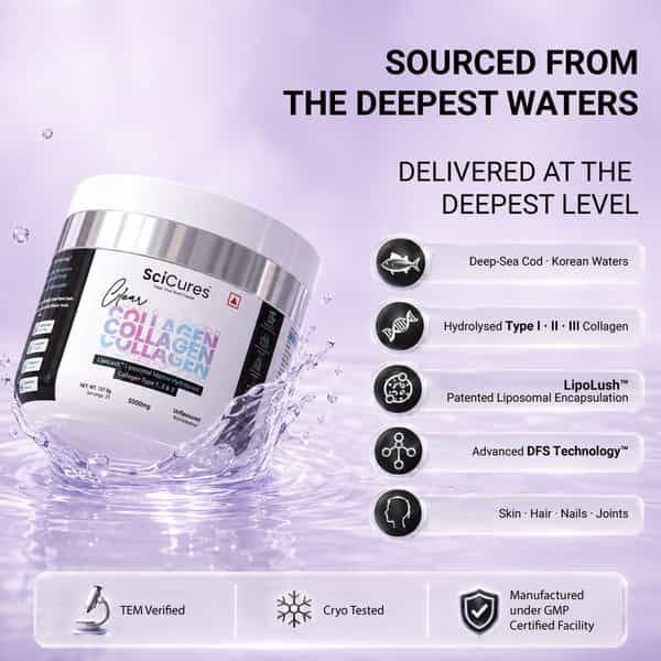 Clear Collagen 5G Liposomal Marine Collagen + Ceramides For Skin Hair Joints 138G Unflavoured