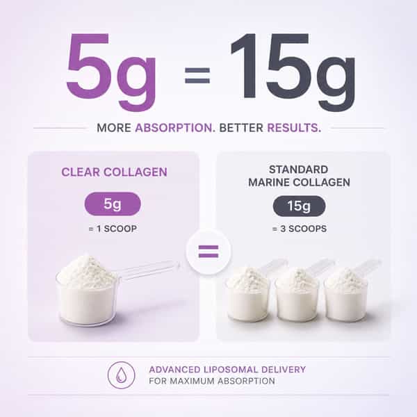 Clear Collagen 5G Liposomal Marine Collagen + Ceramides For Skin Hair Joints 138G Unflavoured