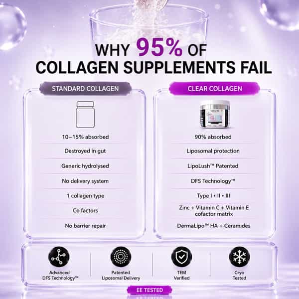 Clear Collagen 5G Liposomal Marine Collagen + Ceramides For Skin Hair Joints 138G Unflavoured