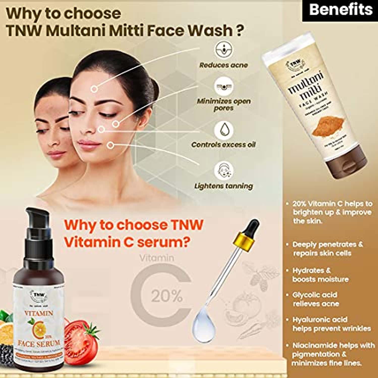 Buy TNWTHE NATURAL WASH AYURVEDIC MULTANI MITTI FACE WASH AND VITAMIN
