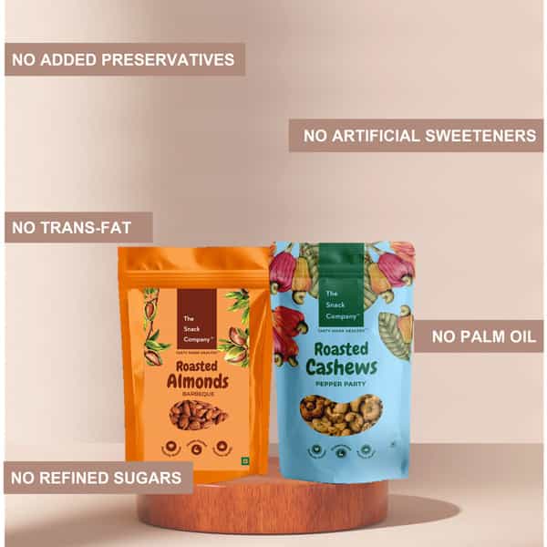 The Snack Company Salt & Pepper Cashew & Smoky Barbeque Almonds Combo (200 G)