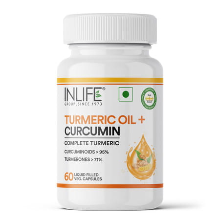 Inlife Curcumin Capsules With Turmeric Oil | 60 Liquid Filled Vegetarian Capsules
