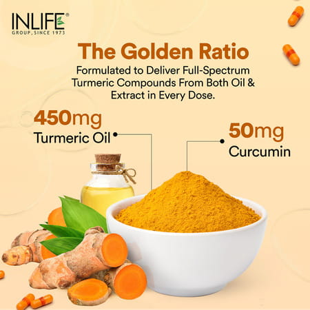 Inlife Curcumin Capsules With Turmeric Oil | 60 Liquid Filled Vegetarian Capsules