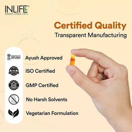 Inlife Curcumin Capsules With Turmeric Oil | 60 Liquid Filled Vegetarian Capsules