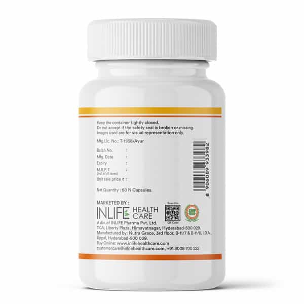 Inlife Curcumin Capsules With Turmeric Oil | 60 Liquid Filled Vegetarian Capsules