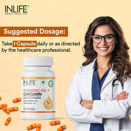 Inlife Curcumin Capsules With Turmeric Oil | 60 Liquid Filled Vegetarian Capsules