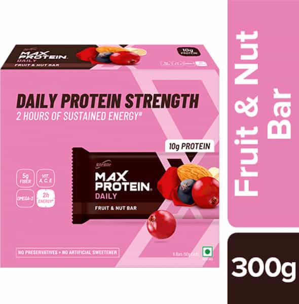 Ritebite Max Protein Daily - Fruit & Nut 300G Bar- Pack Of 6 (50G X 6)