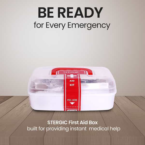 Stergic First Aid Kit Box Compact Medical Emergency Kit For Home Office Travel & Outdoor Use 1 No's