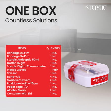 Stergic First Aid Kit Box Compact Medical Emergency Kit For Home Office Travel & Outdoor Use 1 No'S