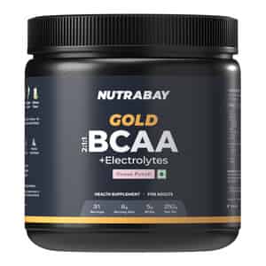 Nutrabay Gold Bcaa 2:1:1 With Electrolytes|5g Bcaa | Pre/post Workout Energy Drink|250g | Guava