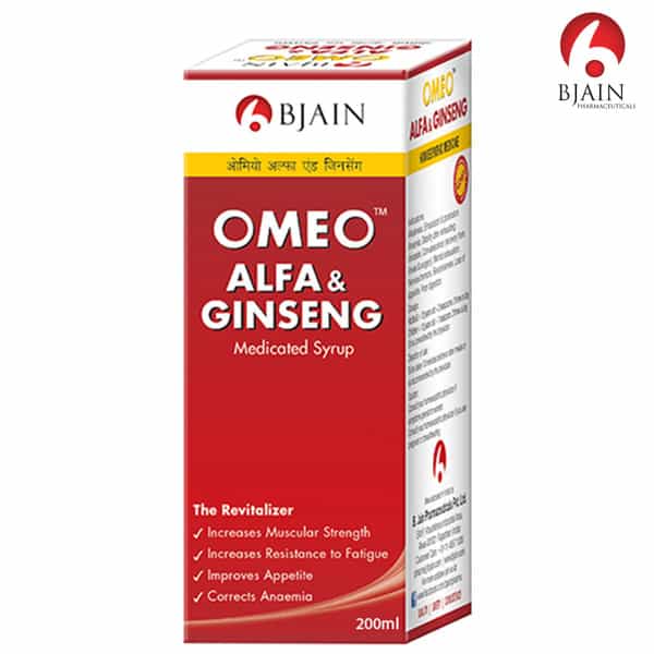 Bjain Omeo Alfa Ginseng Syrup | Energy . Stamina & Vitality Support - 200Ml