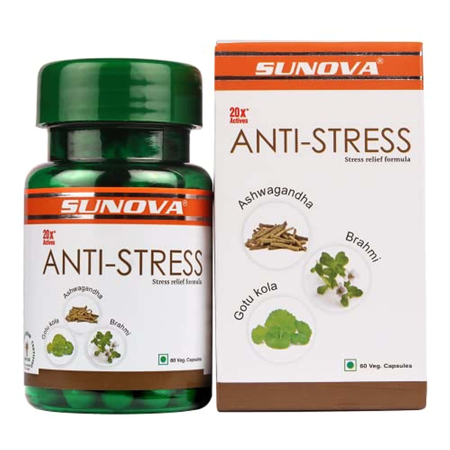 Buy SUNOVA ANTISTRESS CAPSULES HERBAL STRESS RELIEF ASHWAGANDHA EXTRACT 60 VEG. CAPSULES X