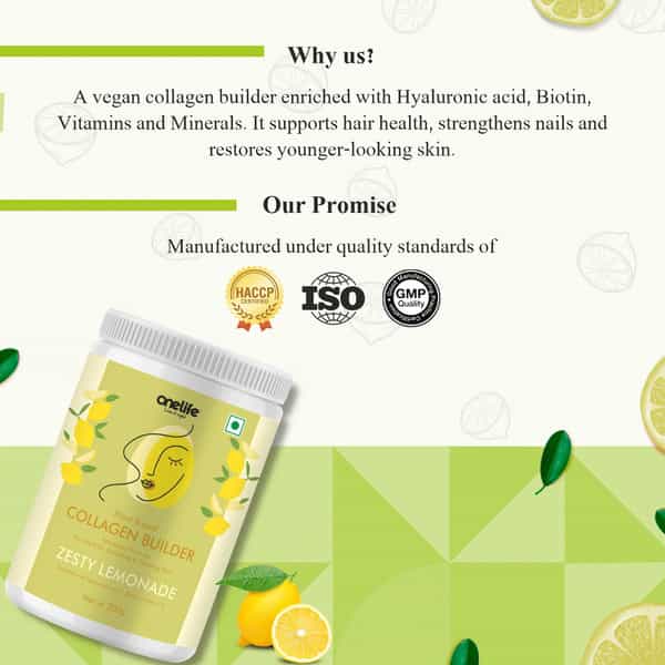 Onelife Plant Based Collagen Builder - Lemon 200 Gm