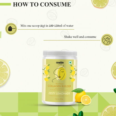 Onelife Plant Based Collagen Builder - Lemon 200 Gm