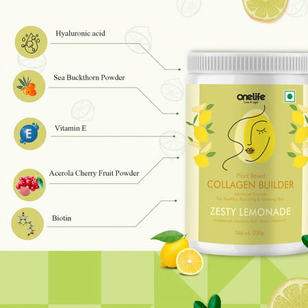 Onelife Plant Based Collagen Builder - Lemon 200 Gm