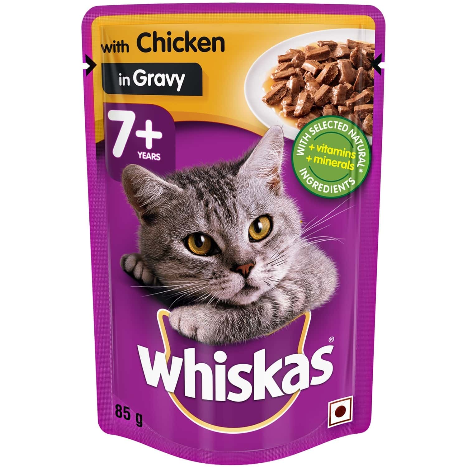 Buy WHISKAS ADULT CHICKEN IN GRAVY 85 GM POUCH Online & Get Upto 60