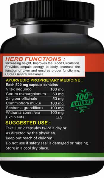 Height Improvement Capsules Increases Vitality | Energy | Relaxation | Strengthened (30 Capsules)
