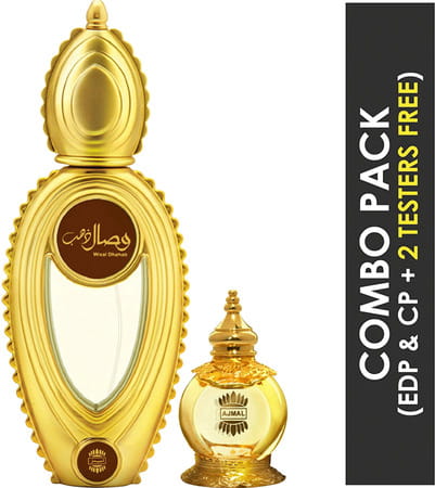 Ajmal Wisal Dhahab Edp 50ml Perfume For Men And Mukhallat Al Wafa Cp Attar 12ml For Unisex