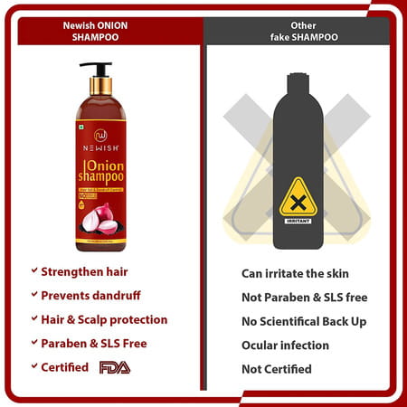 Newish Red Onion Shampoo For Hair Growth And Hairfall Control 200 Ml