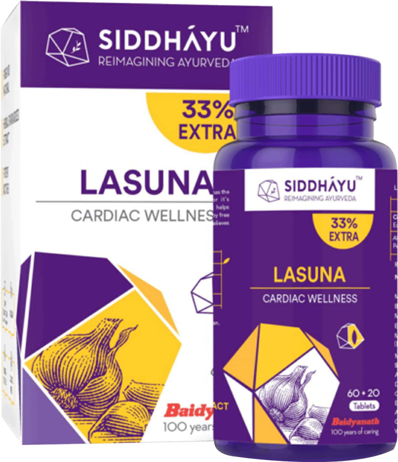 Siddhayu Lasuna Garlic Tablet (By Baidyanath) Balance Cholesterol 60 + 20 Free Tablets (Pack Of 2)