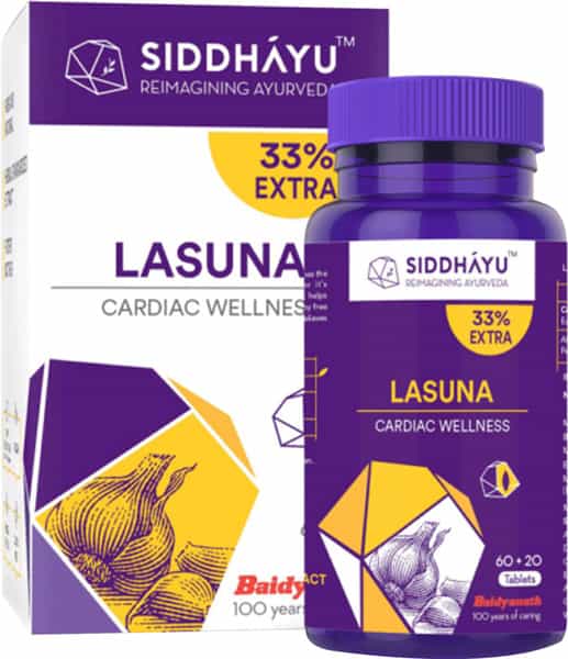 Siddhayu Lasuna Garlic Tablet (By Baidyanath) Balance Cholesterol 60 + 20 Free Tablets (Pack Of 2)