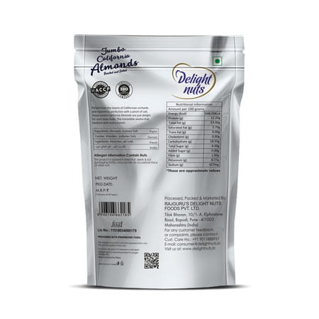Delight Nuts Jumbo California Almonds Roasted And Salted 150gm