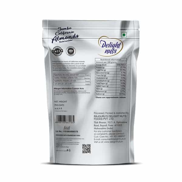 Delight Nuts Jumbo California Almonds Roasted And Salted 150Gm
