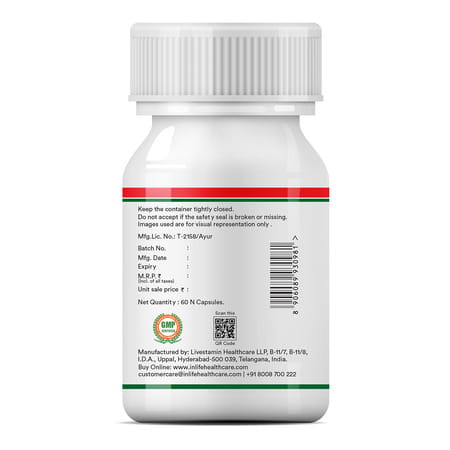 Inlife Liver Care/Cleanse Support Active Formula & Detoxifier Ayurvedic Herbs 500 Mg - 60 Veg Caps