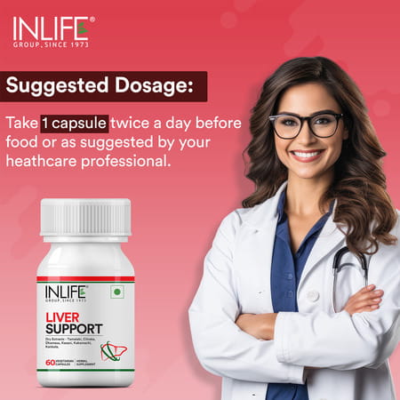 Inlife Liver Care/Cleanse Support Active Formula & Detoxifier Ayurvedic Herbs 500 Mg - 60 Veg Caps