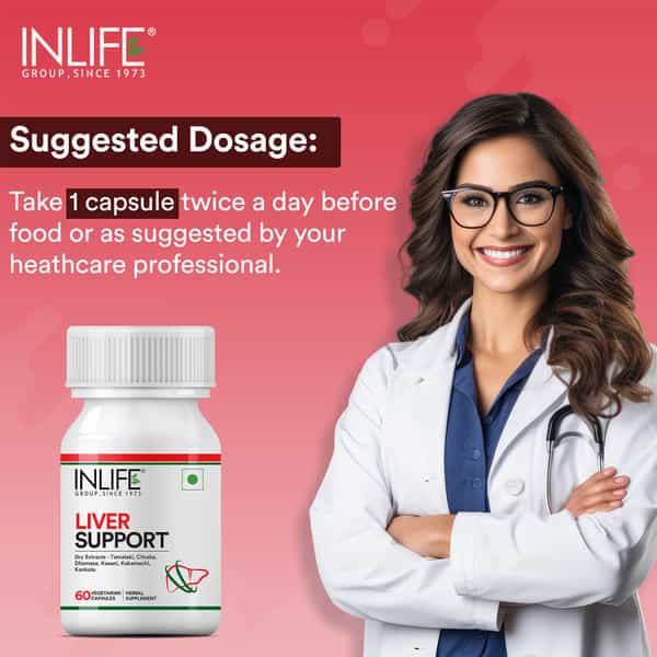 Inlife Liver Care/Cleanse Support Active Formula & Detoxifier Ayurvedic Herbs 500 Mg - 60 Veg Caps