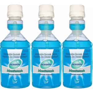 Hexidrin Cool Mint Alcohol Free Mouthwash| Removes 99.99% Of Germs| Sugar Free (150ml Pack-3-blue)